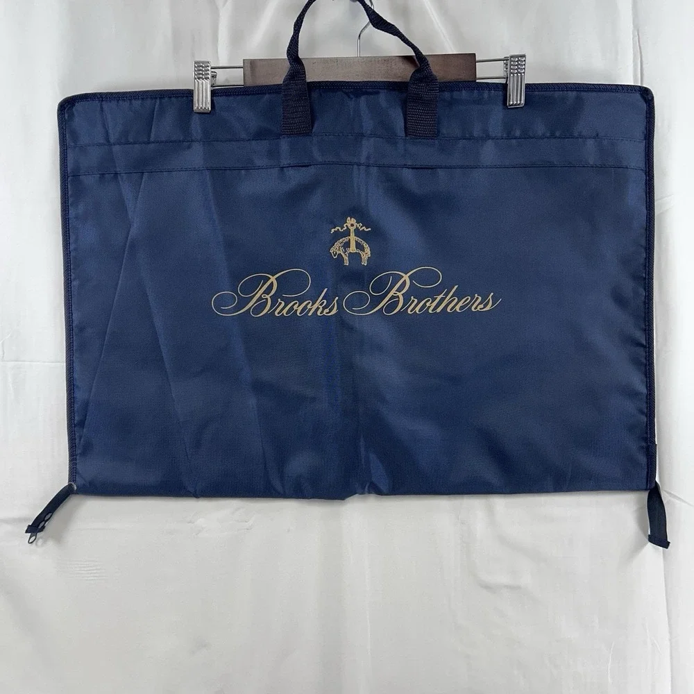 Brooks Brothers Blue Garment Bag Travel Suit Cover Folding Zippered 44